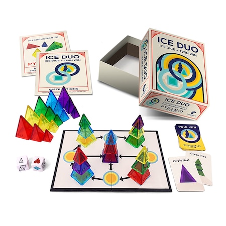Looney Labs Ice Duo Game, Plastic Pyramid Pieces, Paperboard Game Board, Paper Instructions, Cardboard Box, Multicolor, 8+ Years LOO-109